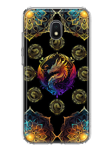 Samsung Galaxy J3 J337 Mandala Geometry Abstract Dragon Pattern Hybrid Protective Phone Case Cover
