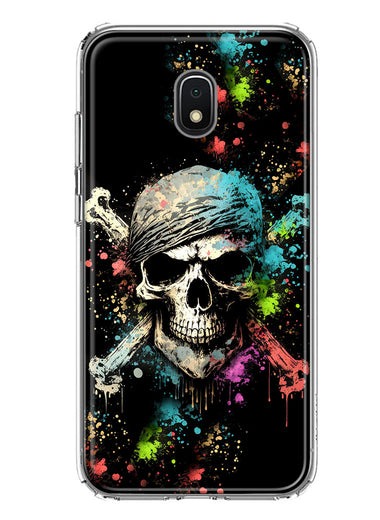 Samsung Galaxy J3 J337 Fantasy Paint Splash Pirate Skull Hybrid Protective Phone Case Cover