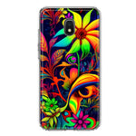 Samsung Galaxy J3 J337 Neon Rainbow Psychedelic Trippy Hippie Daisy Flowers Hybrid Protective Phone Case Cover