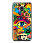 Samsung Galaxy J3 J337 Neon Rainbow Psychedelic Trippy Hippie Multiple Eyes Hybrid Protective Phone Case Cover