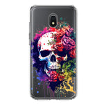Samsung Galaxy J7 J737 Fantasy Skull Red Purple Roses Hybrid Protective Phone Case Cover