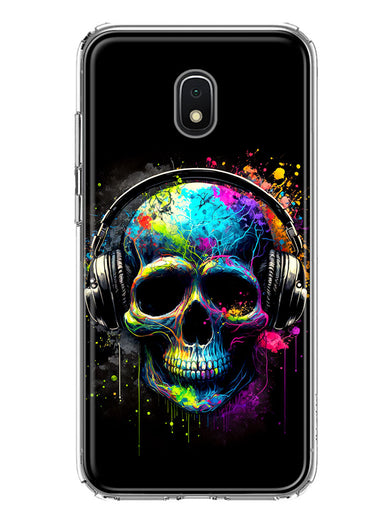 Samsung Galaxy J7 J737 Fantasy Skull Headphone Colorful Pop Art Hybrid Protective Phone Case Cover
