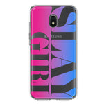 Samsung Galaxy J3 J337 Pink Blue Clear Funny Text Quote Slay Girl Hybrid Protective Phone Case Cover