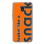 Samsung Galaxy J3 J337 Orange Clear Funny Text Quote Snack Hybrid Protective Phone Case Cover