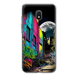 Samsung Galaxy J3 J337 Urban City Full Moon Graffiti Painting Art Hybrid Protective Phone Case Cover