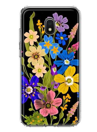 Samsung Galaxy J7 J737 Blue Yellow Vintage Spring Wild Flowers Floral Hybrid Protective Phone Case Cover