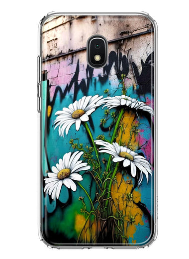 Samsung Galaxy J3 J337 White Daisies Graffiti Wall Art Painting Hybrid Protective Phone Case Cover