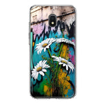 Samsung Galaxy J3 J337 White Daisies Graffiti Wall Art Painting Hybrid Protective Phone Case Cover