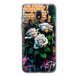 Samsung Galaxy J3 J337 White Roses Graffiti Wall Art Painting Hybrid Protective Phone Case Cover