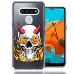 LG Stylo 6 Flamming Devil Skull Design Double Layer Phone Case Cover