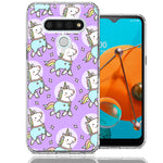 LG K51 Cute Unicorns Purple Design Double Layer Phone Case Cover
