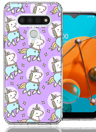 LG Stylo 6 Cute Unicorns Purple Design Double Layer Phone Case Cover