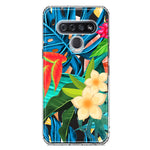 LG K51 Blue Monstera Pothos Tropical Floral Summer Flowers Hybrid Protective Phone Case Cover