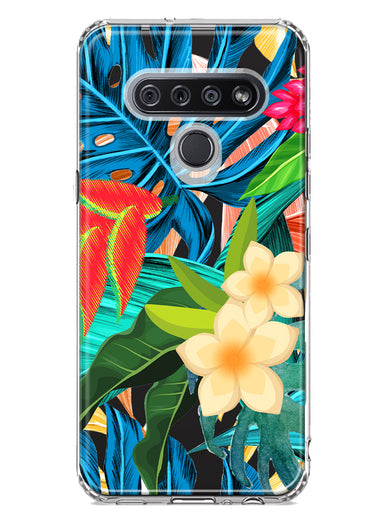 LG Stylo 6 Blue Monstera Pothos Tropical Floral Summer Flowers Hybrid Protective Phone Case Cover