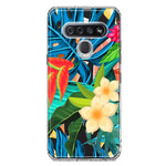 LG Stylo 6 Blue Monstera Pothos Tropical Floral Summer Flowers Hybrid Protective Phone Case Cover