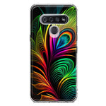 LG K51 Neon Rainbow Glow Peacock Feather Hybrid Protective Phone Case Cover