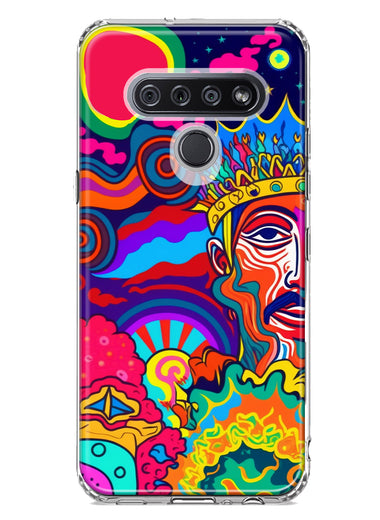 LG K51 Neon Rainbow Psychedelic Indie Hippie Indie King Hybrid Protective Phone Case Cover