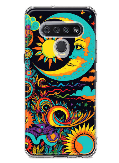 LG K51 Neon Rainbow Psychedelic Indie Hippie Indie Moon Hybrid Protective Phone Case Cover
