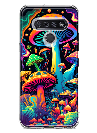 LG K51 Neon Rainbow Psychedelic Indie Hippie Mushrooms Hybrid Protective Phone Case Cover