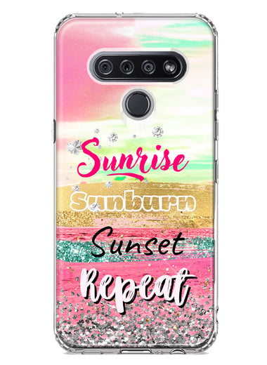 LG Stylo 6 Summer Brush Strokes Sunrise Sunburn Sunset Repeat Hybrid Protective Phone Case Cover