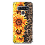 LG K51 Yellow Summer Sunflowers Brown Leopard Honeycomb Hybrid Protective Phone Case Cover