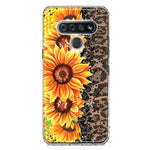 LG Stylo 6 Yellow Summer Sunflowers Brown Leopard Honeycomb Hybrid Protective Phone Case Cover