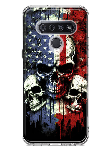 LG K51 American USA Flag Skulls Blue Red Double Layer Phone Case Cover