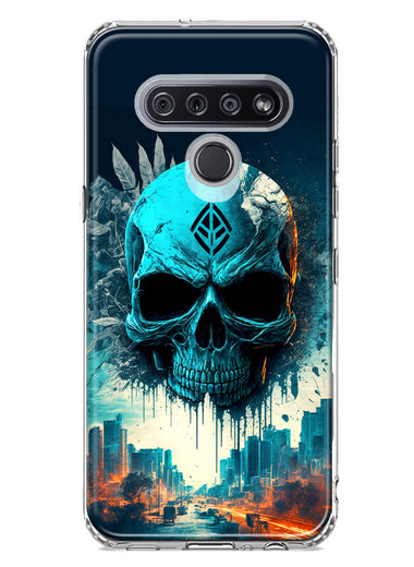 LG K51 Blue Apocalypse Cyberpunk Skull Feather Double Layer Phone Case Cover
