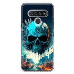 LG K51 Blue Apocalypse Cyberpunk Skull Feather Double Layer Phone Case Cover