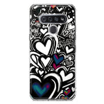 LG K51 Black White Hearts Love Graffiti Hybrid Protective Phone Case Cover