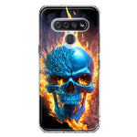 LG K51 Blue Flaming Skull Burning Fire Double Layer Phone Case Cover