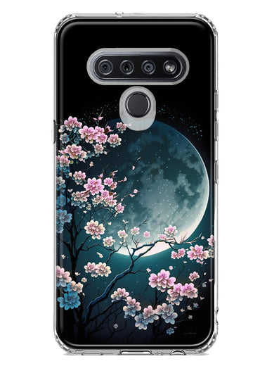 LG Stylo 6 Kawaii Manga Pink Cherry Blossom Full Moon Hybrid Protective Phone Case Cover