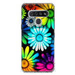 LG K51 Neon Rainbow Daisy Glow Colorful Daisies Baby Blue Pink Yellow White Double Layer Phone Case Cover