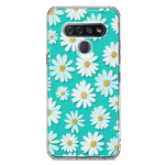 LG K51 Turquoise Teal White Daisies Cute Daisy Polka Dots Double Layer Phone Case Cover