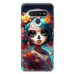 LG K51 Halloween Spooky Colorful Day of the Dead Skull Girl Hybrid Protective Phone Case Cover