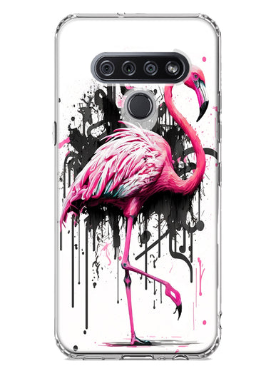 LG Stylo 6 Pink Flamingo Painting Graffiti Hybrid Protective Phone Case Cover