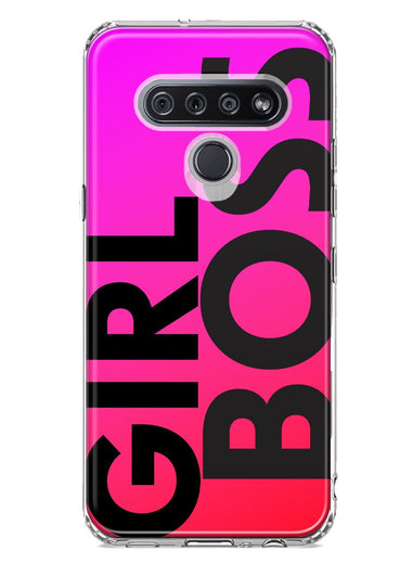 LG K51 Pink Clear Funny Text Quote Girl Boss Hybrid Protective Phone Case Cover