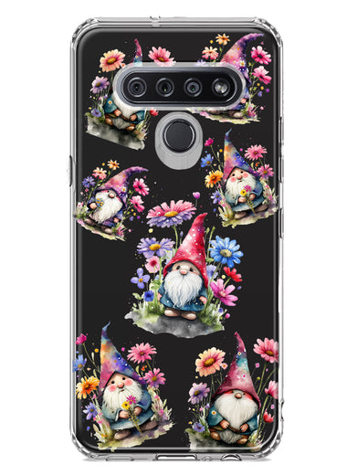 LG K51 Cute Pink Purple Cosmos Flowers Gnomes Spring Floral Double Layer Phone Case Cover