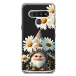 LG K51 Cute Gnome White Daisy Flowers Floral Hybrid Protective Phone Case Cover