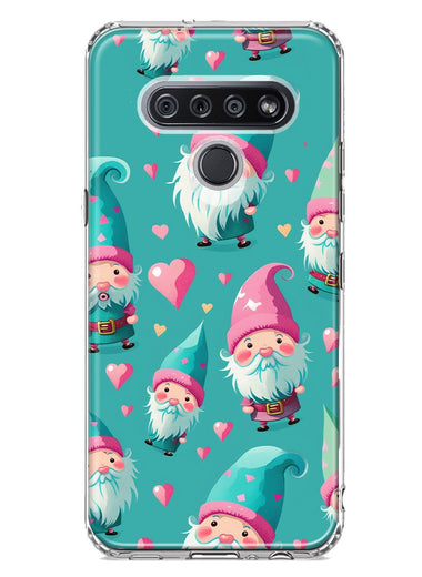 LG Stylo 6 Turquoise Pink Hearts Gnomes Hybrid Protective Phone Case Cover