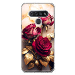 LG K51 Romantic Elegant Gold Marble Red Roses Double Layer Phone Case Cover