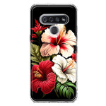 LG K51 Pink Red Hibiscus Wild Flowers Floral Hybrid Protective Phone Case Cover