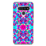 LG K51 Pink Blue Vintage Hippie Tie Dye Flowers Hybrid Protective Phone Case Cover