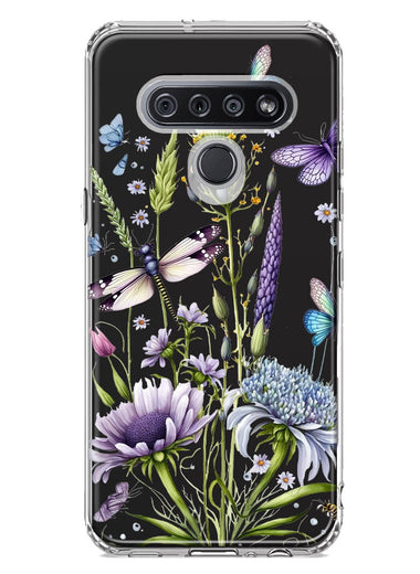 LG Stylo 6 Lavender Dragonfly Butterflies Spring Flowers Hybrid Protective Phone Case Cover