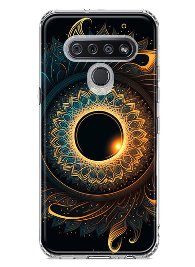 LG K51 Mandala Geometry Abstract Eclipse Pattern Hybrid Protective Phone Case Cover