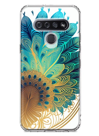 LG K51 Mandala Geometry Abstract Peacock Feather Pattern Hybrid Protective Phone Case Cover