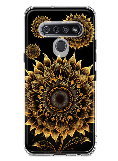 LG Stylo 6 Mandala Geometry Abstract Sunflowers Pattern Hybrid Protective Phone Case Cover