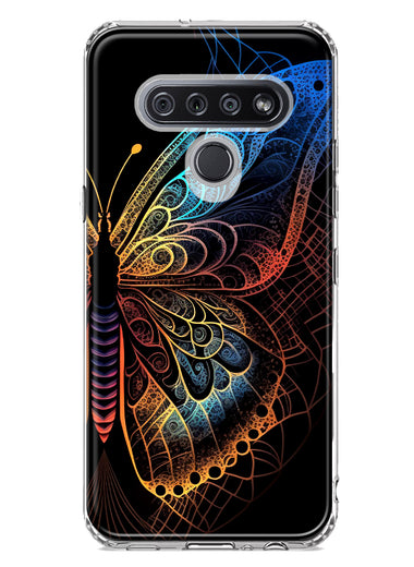 LG Stylo 6 Mandala Geometry Abstract Butterfly Pattern Hybrid Protective Phone Case Cover