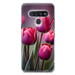 LG K51 Pink Tulip Flowers Floral Hybrid Protective Phone Case Cover