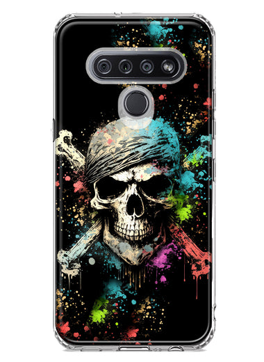 LG Stylo 6 Fantasy Paint Splash Pirate Skull Hybrid Protective Phone Case Cover